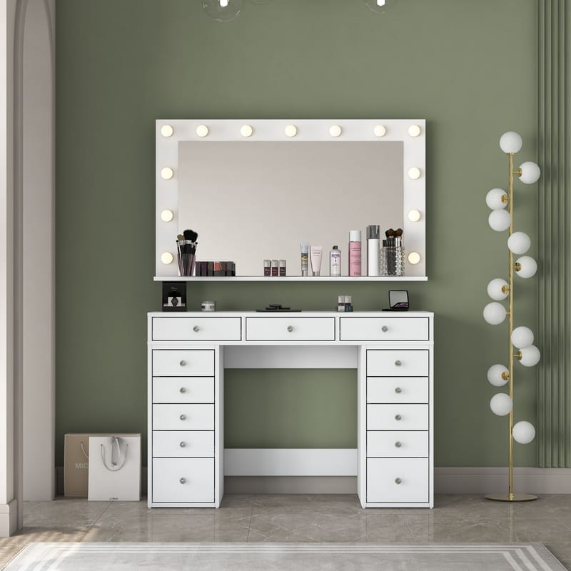 Pervik Sminkbord 120x81,6x44,5 cm - Vit, varmvit - Möbler - Bord & matgrupper - Sminkbord & toalettbord