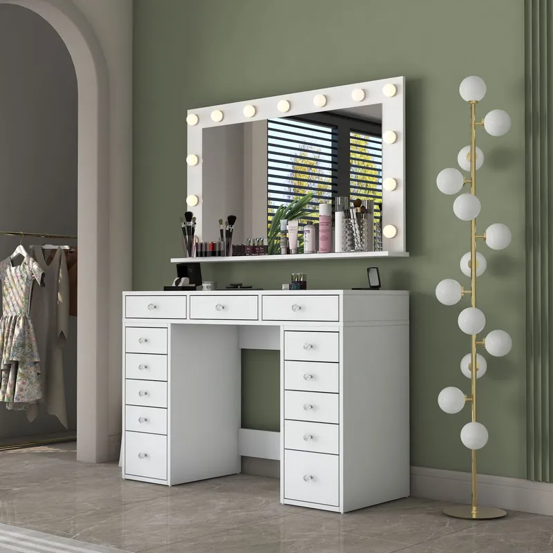 Pervik Sminkbord 120x81,6x44,5 cm - Vit, varmvit - Möbler - Bord & matgrupper - Sminkbord & toalettbord
