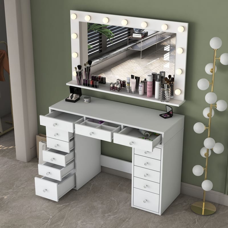 Pervik Sminkbord 120x81,6x44,5 cm - Vit, varmvit - Möbler - Bord & matgrupper - Sminkbord & toalettbord