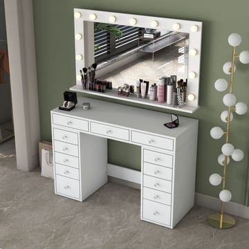 Pervik Sminkbord 120x81,6x44,5 cm - Vit, varmvit - Möbler - Bord & matgrupper - Sminkbord & toalettbord