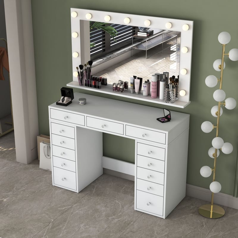 Pervik Sminkbord 120x81,6x44,5 cm - Vit, varmvit - Möbler - Bord & matgrupper - Sminkbord & toalettbord