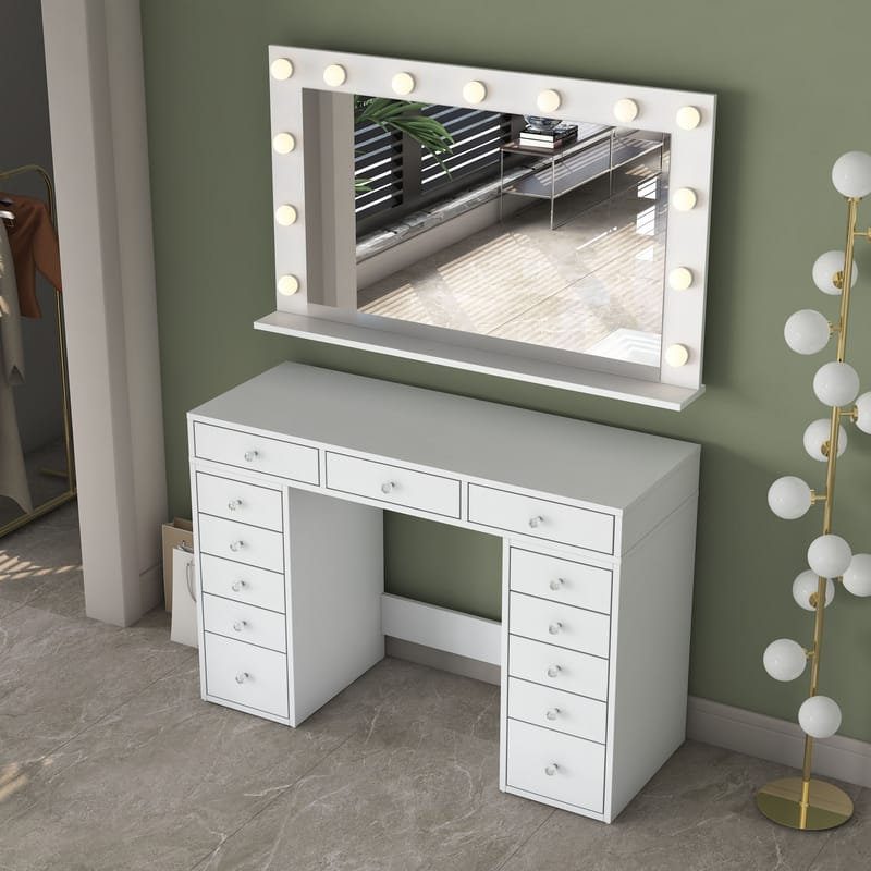 Pervik Sminkbord 120x81,6x44,5 cm - Vit, varmvit - Möbler - Bord & matgrupper - Sminkbord & toalettbord