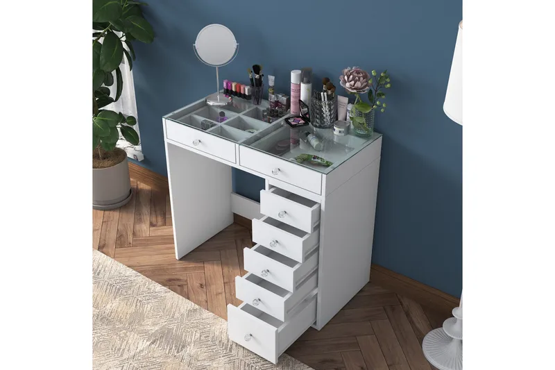 Ramender Sminkbord 90 cm - Glasskiva - Möbler - Bord & matgrupper - Sminkbord & toalettbord