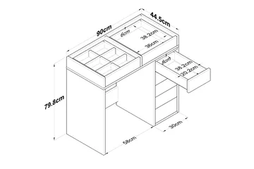 Ramender Sminkbord 90 cm - Glasskiva - Möbler - Bord & matgrupper - Sminkbord & toalettbord