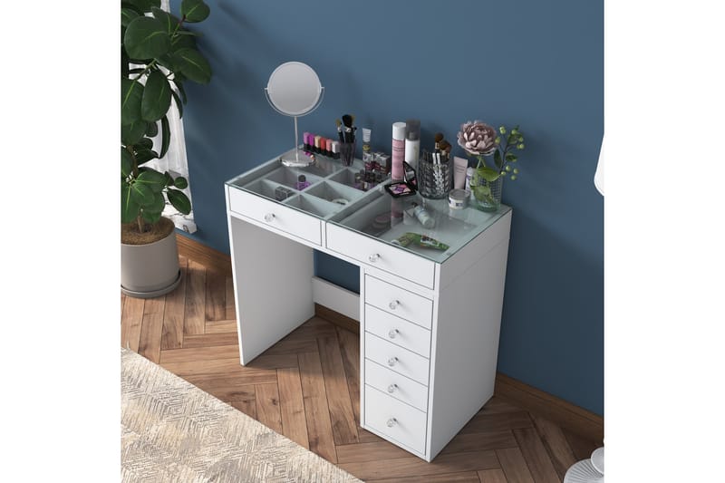Ramender Sminkbord 90 cm - Glasskiva - Möbler - Bord & matgrupper - Sminkbord & toalettbord
