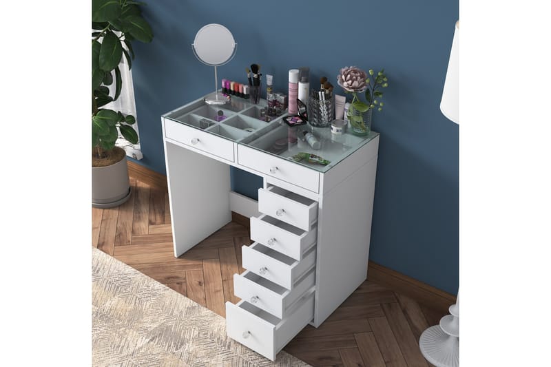 Ramender Sminkbord 90 cm - Glasskiva - Möbler - Bord & matgrupper - Sminkbord & toalettbord