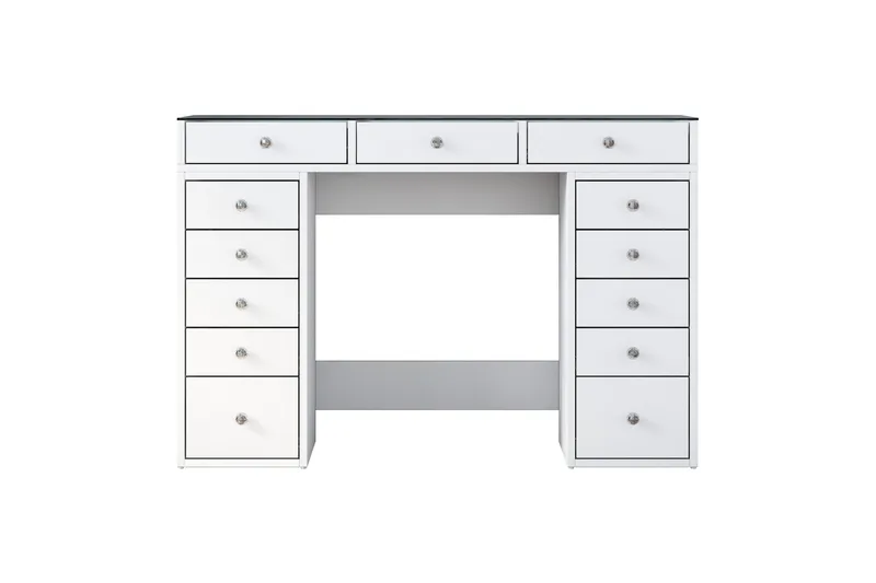 Ramender Sminkbord med förvaring Bordsskiva Glas 120 cm - Vit - Möbler - Bord & matgrupper - Sminkbord & toalettbord