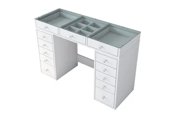 Ramender Sminkbord med förvaring Bordsskiva Glas 120 cm - Vit - Möbler - Bord & matgrupper - Sminkbord & toalettbord