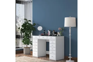 Ramender Sminkbord med förvaring Bordsskiva Glas 120 cm - Vit - Möbler - Bord & matgrupper - Sminkbord & toalettbord