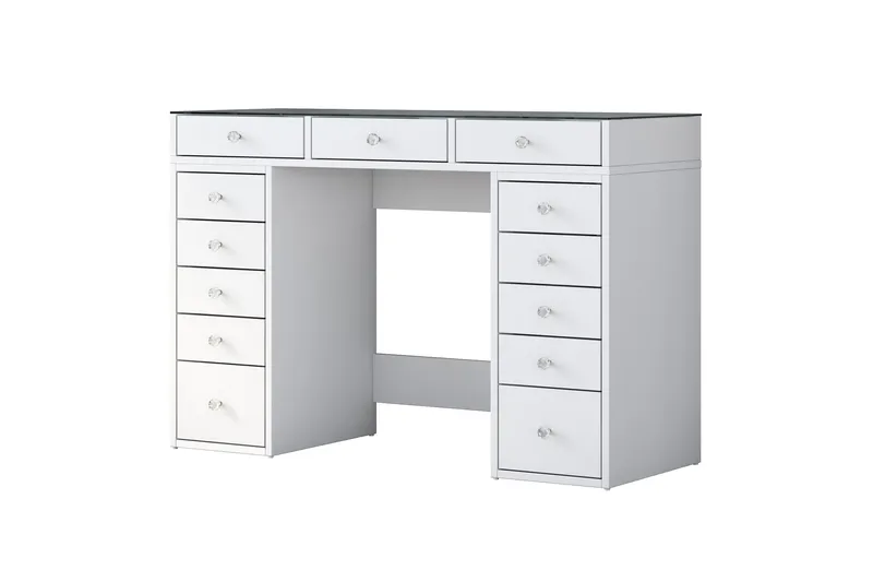 Ramender Sminkbord med förvaring Bordsskiva Glas 120 cm - Vit - Möbler - Bord & matgrupper - Sminkbord & toalettbord