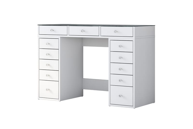 Ramender Sminkbord med förvaring Bordsskiva Glas 120 cm - Vit - Möbler - Bord & matgrupper - Sminkbord & toalettbord