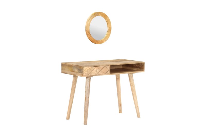 Sminkbord 100x50x76 cm massivt mangoträ - Brun - Sminkbord & toalettbord - Sminkbord med spegel
