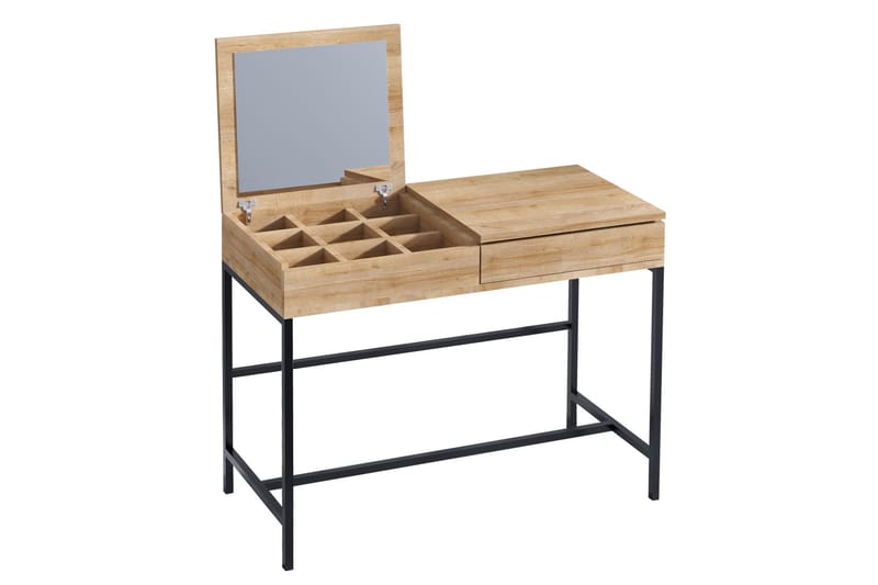 Sminkbord 45x100 cm - Natur/Svart - Sminkbord med spegel - Sminkbord & toalettbord