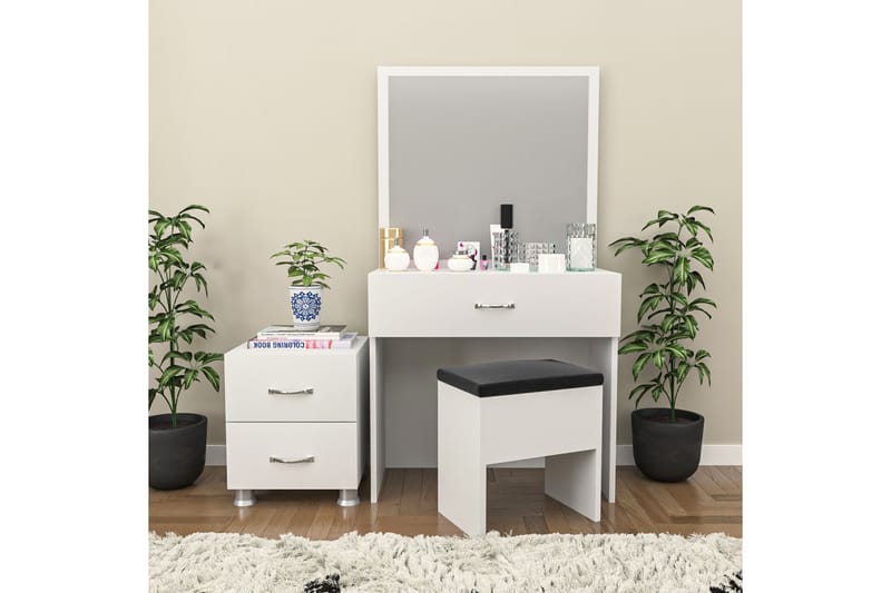 Sminkbord 93x139 cm - Vit - Sminkbord & toalettbord - Sminkbord med spegel - Sminkbord barn