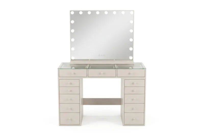 Sminkbord Basic Home Glow 120 cm med Glow Sminkspegel 80 cm Beige, undefined