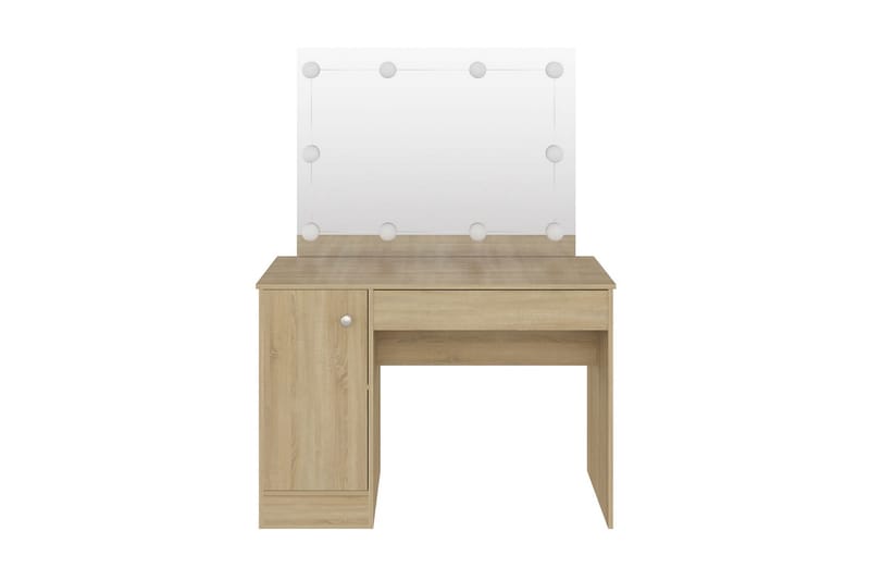 Sminkbord med LED-belysning 110x55x145 cm MDF ek - Brun - Sminkbord & toalettbord - Sminkbord med lampor - Sminkbord med spegel