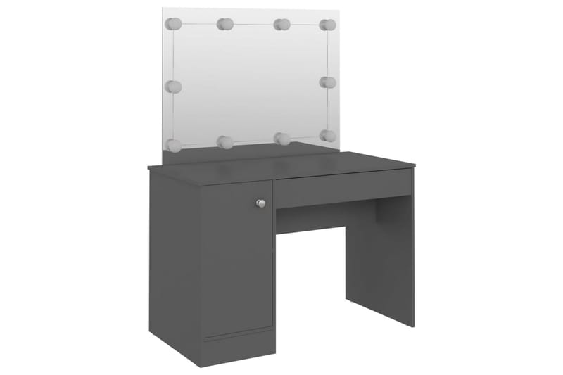Sminkbord med LED-belysning 110x55x145 cm MDF grå - Grå - Sminkbord med lampor - Sminkbord & toalettbord - Sminkbord med spegel