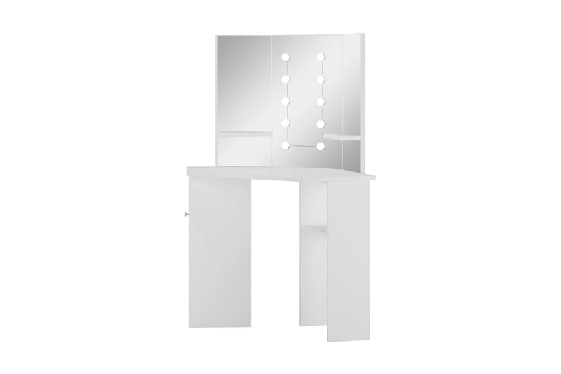 Sminkbord med LED-lampor hörn vit - Vit - Sminkbord med lampor - Sminkbord & toalettbord - Sminkbord med spegel