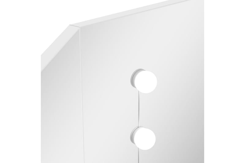 Sminkbord med LED-lampor hörn vit - Vit - Sminkbord & toalettbord - Sminkbord med lampor - Sminkbord med spegel