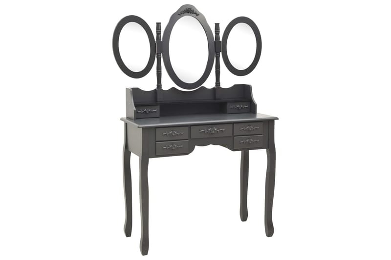Sminkbord med pall och 3 speglar grå - Grå - Sminkbord & toalettbord - Sminkbord med spegel