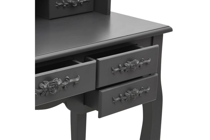 Sminkbord med pall och 3 speglar grå - Grå - Sminkbord & toalettbord - Sminkbord med spegel