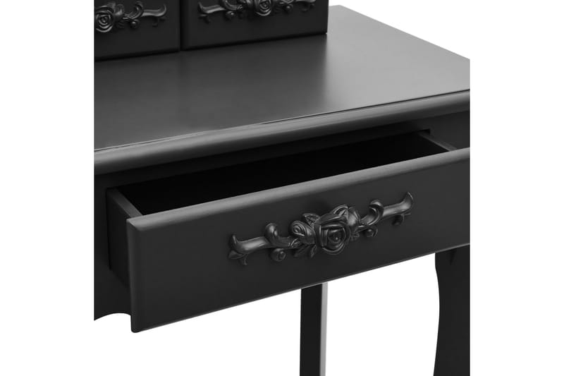 Sminkbord med pall svart 50x59x136 cm paulowniaträ - Svart - Sminkbord & toalettbord - Sminkbord med spegel
