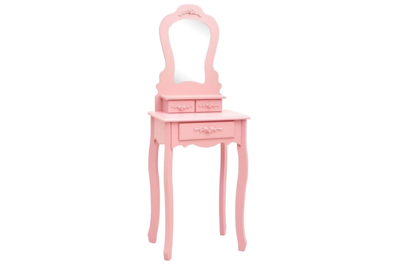 Sminkbord med pall rosa 50x59x136 cm paulowniaträ - Rosa - Möbler - Bord & matgrupper - Sminkbord & toalettbord