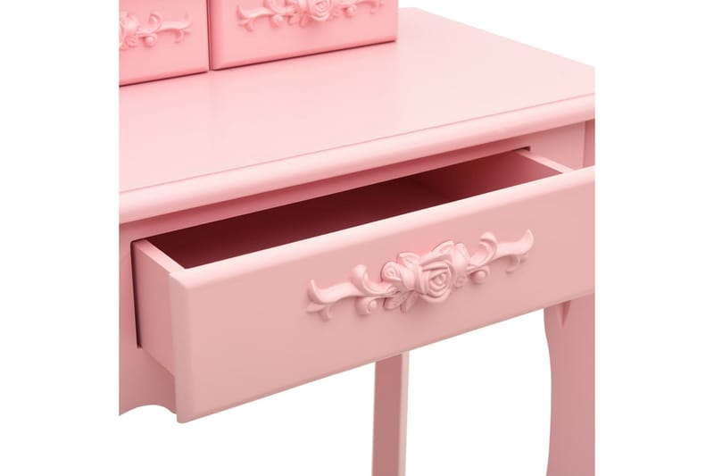 Sminkbord med pall rosa 50x59x136 cm paulowniaträ - Rosa - Sminkbord med spegel - Sminkbord barn - Sminkbord & toalettbord