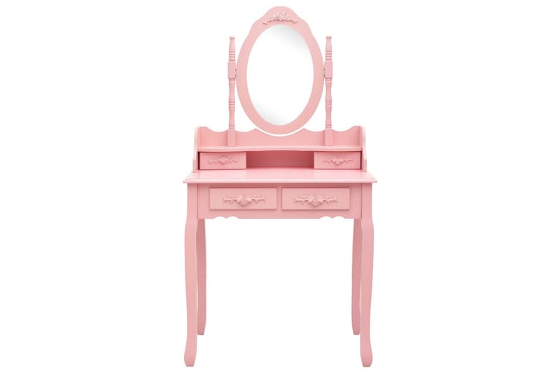 Sminkbord med pall rosa 75x69x140 cm paulowniaträ - Rosa - Möbler - Bord & matgrupper - Sminkbord & toalettbord