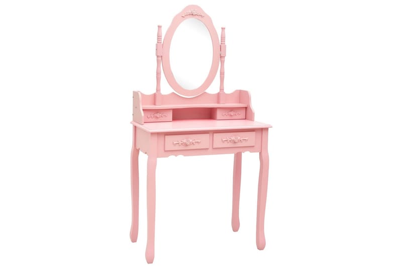 Sminkbord med pall rosa 75x69x140 cm paulowniaträ - Rosa - Möbler - Bord & matgrupper - Sminkbord & toalettbord