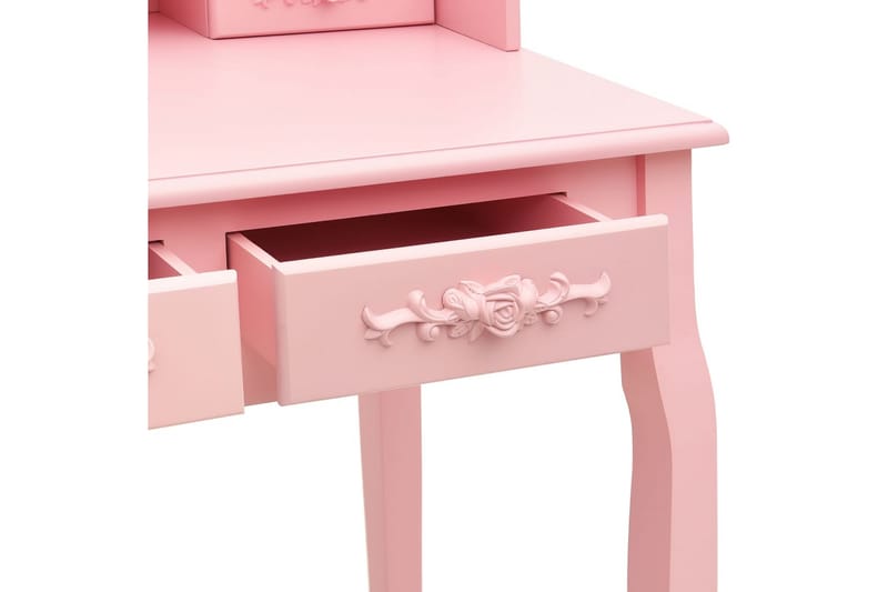 Sminkbord med pall rosa 75x69x140 cm paulowniaträ - Rosa - Sminkbord barn - Sminkbord & toalettbord - Sminkbord med spegel