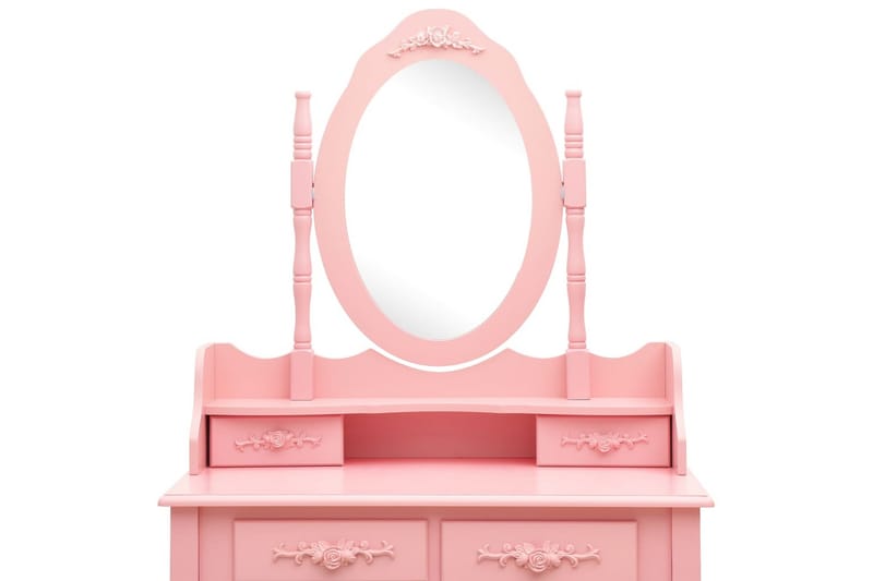 Sminkbord med pall rosa 75x69x140 cm paulowniaträ - Rosa - Sminkbord & toalettbord - Sminkbord med spegel - Sminkbord barn
