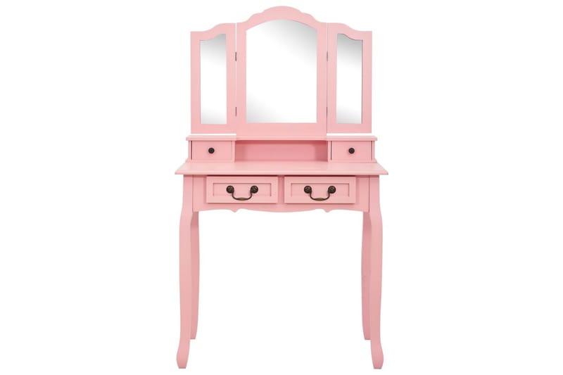 Sminkbord med pall rosa 80x69x141 cm paulowniaträ - Rosa - Möbler - Bord & matgrupper - Sminkbord & toalettbord