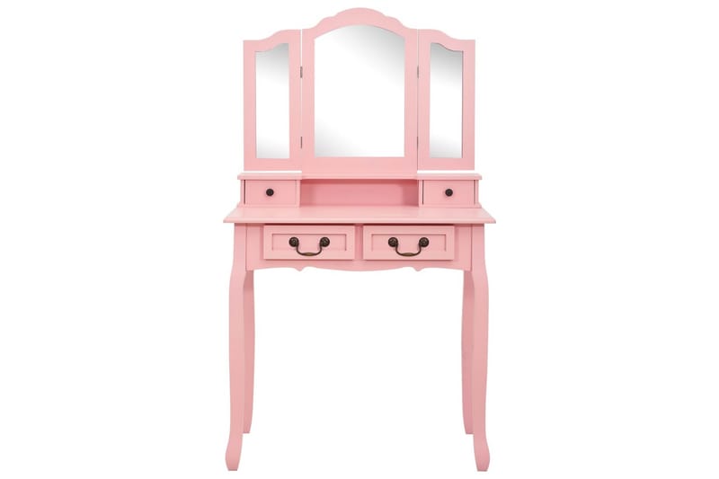 Sminkbord med pall rosa 80x69x141 cm paulowniaträ - Rosa - Sminkbord barn - Sminkbord & toalettbord - Sminkbord med spegel