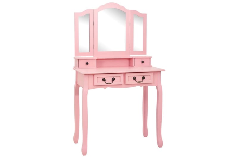 Sminkbord med pall rosa 80x69x141 cm paulowniaträ - Rosa - Möbler - Bord & matgrupper - Sminkbord & toalettbord