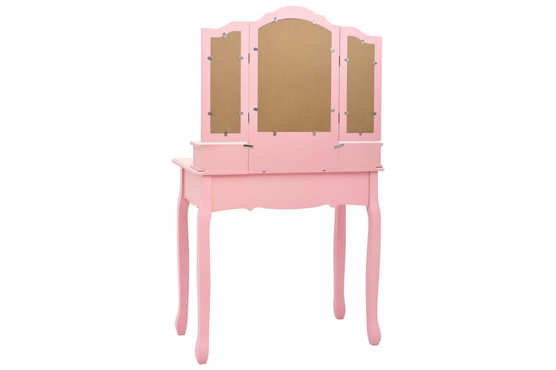 Sminkbord med pall rosa 80x69x141 cm paulowniaträ - Rosa - Möbler - Bord & matgrupper - Sminkbord & toalettbord