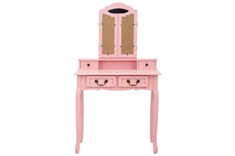 Sminkbord med pall rosa 80x69x141 cm paulowniaträ - Rosa - Möbler - Bord & matgrupper - Sminkbord & toalettbord