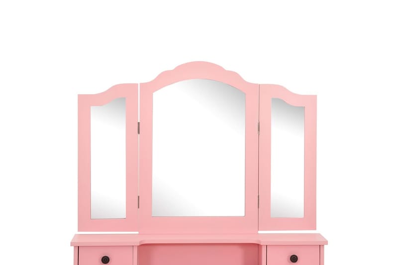 Sminkbord med pall rosa 80x69x141 cm paulowniaträ - Rosa - Möbler - Bord & matgrupper - Sminkbord & toalettbord