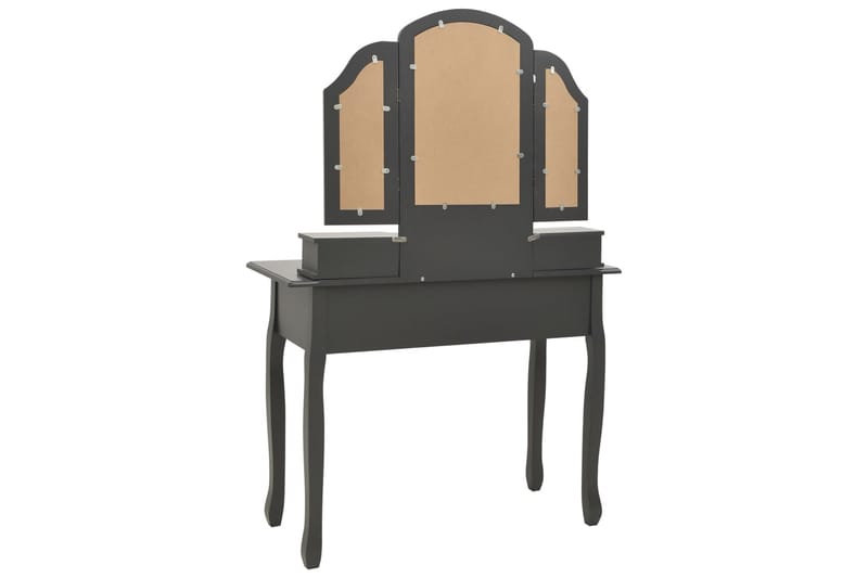 Sminkbord med pall grå 100x40x146 cm paulowniaträ - Grå - Sminkbord & toalettbord - Sminkbord med spegel