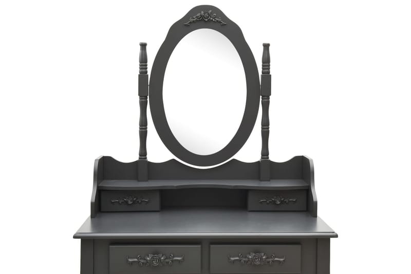 Sminkbord med pall grå 75x69x140 cm paulowniaträ - Grå - Sminkbord & toalettbord - Sminkbord med spegel