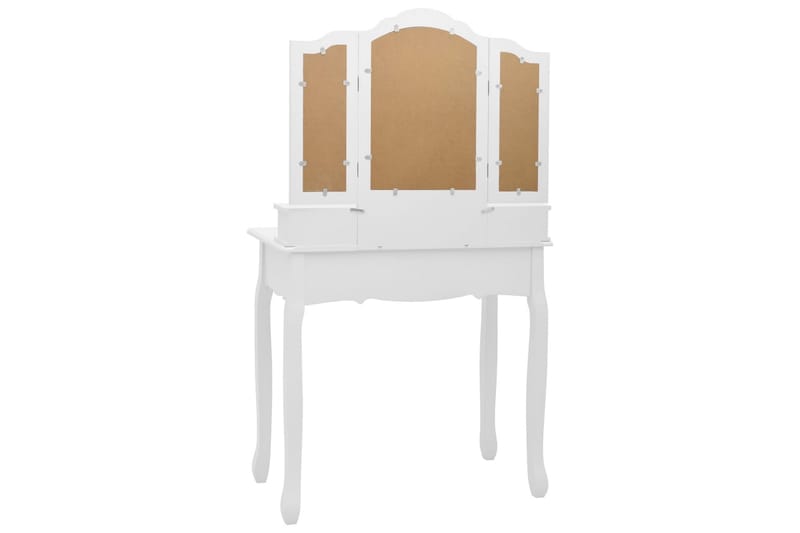 Sminkbord med pall vit 80x69x141 cm paulowniaträ - Vit - Sminkbord & toalettbord - Sminkbord med spegel
