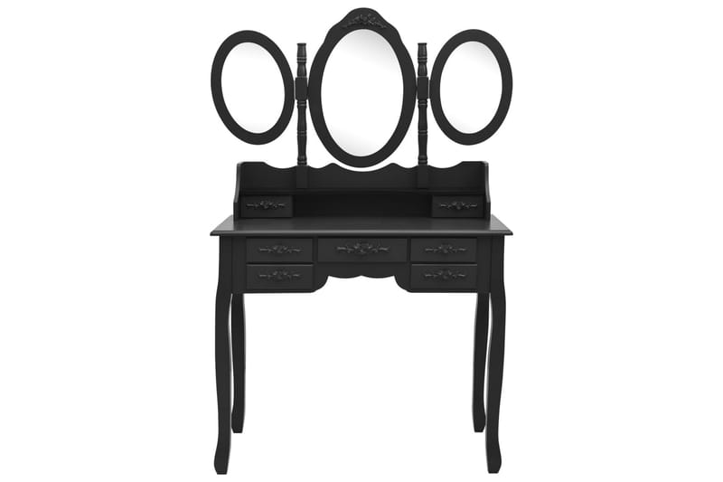 Sminkbord med pall och 3 speglar svart - Svart - Sminkbord & toalettbord - Sminkbord med spegel