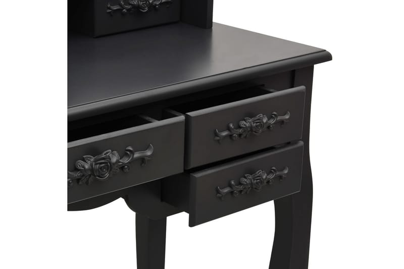 Sminkbord med pall och 3 speglar svart - Svart - Sminkbord & toalettbord - Sminkbord med spegel