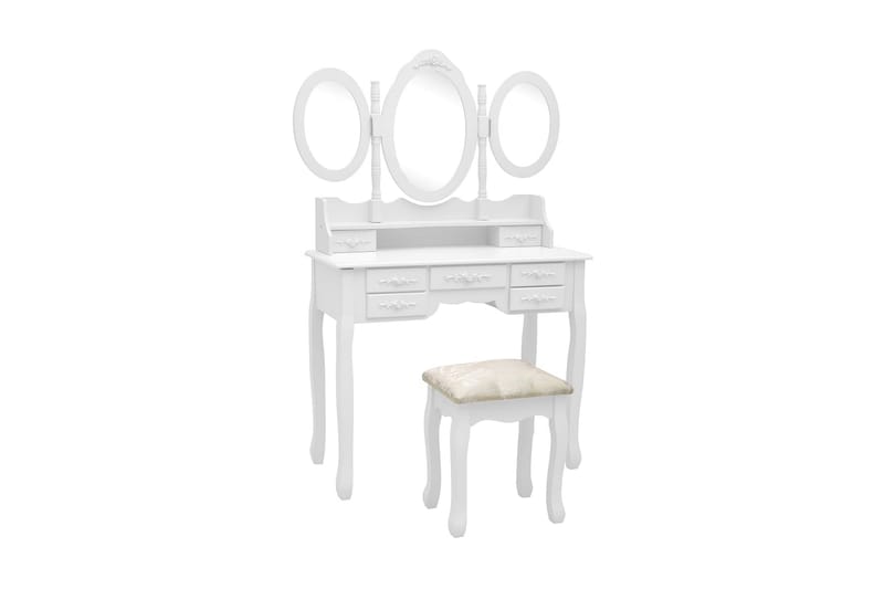 Sminkbord med pall och 3 speglar vit - Vit - Sminkbord & toalettbord - Sminkbord med spegel