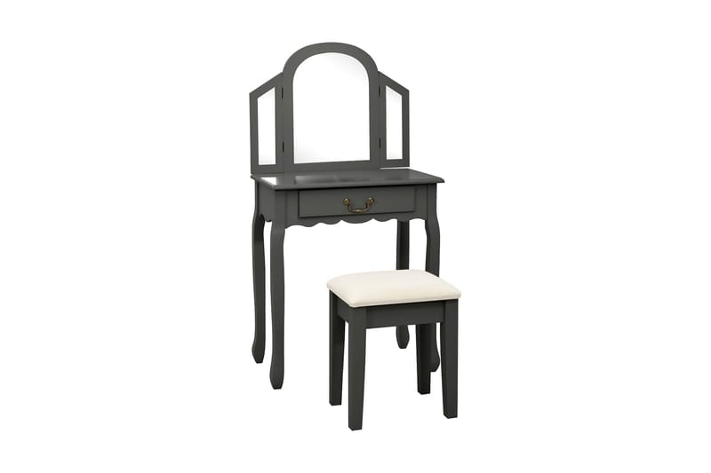 Sminkbord med pall grå 65x36x128 cm kejsarträ MDF - Grå - Sminkbord & toalettbord - Sminkbord med spegel