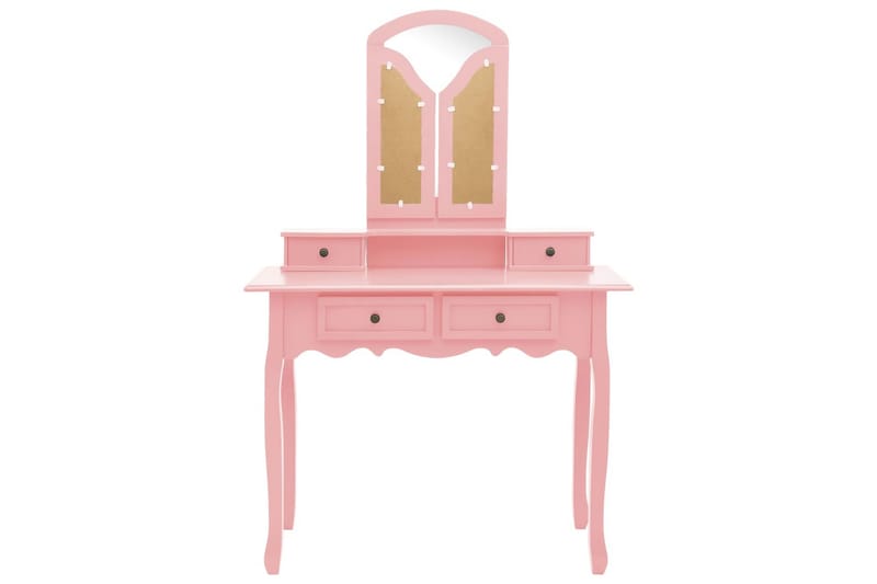 Sminkbord med pall rosa 100x40x146 cm kejsarträ - Rosa - Sminkbord med spegel - Sminkbord barn - Sminkbord & toalettbord