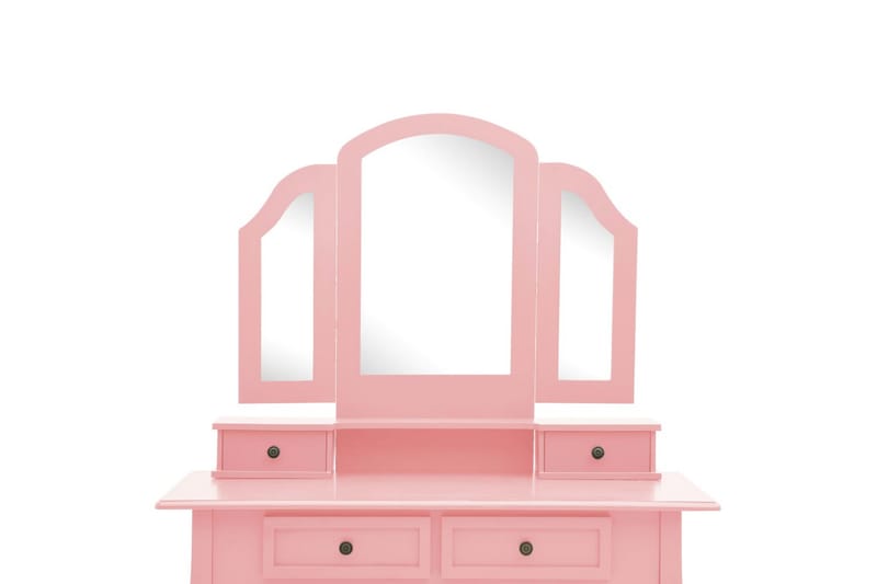 Sminkbord med pall rosa 100x40x146 cm kejsarträ - Rosa - Sminkbord med spegel - Sminkbord barn - Sminkbord & toalettbord
