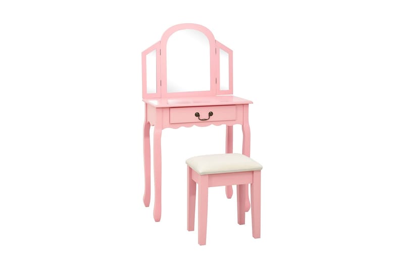 Sminkbord med pall rosa 65x36x128 cm kejsarträ MDF - Rosa - Sminkbord & toalettbord - Sminkbord med spegel - Sminkbord barn