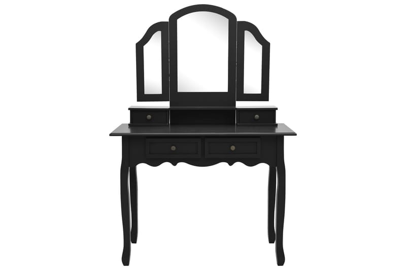 Sminkbord med pall svart 100x40x146 cm kejsarträ - Svart - Sminkbord & toalettbord - Sminkbord med spegel