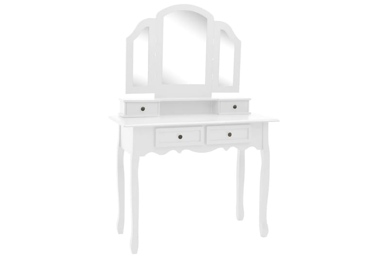 Sminkbord med pall vit 100x40x146 cm kejsarträ - Vit - Sminkbord & toalettbord - Sminkbord med spegel